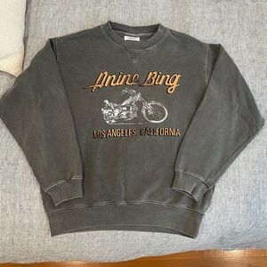 Anine Bing motorcycle crewneck sweatshirt in faded gray, size small